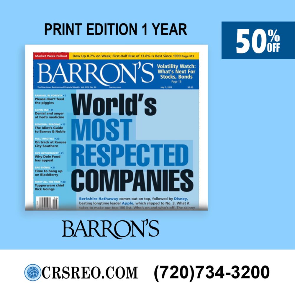 Barron's Newspaper Membership for 1 Year for $230